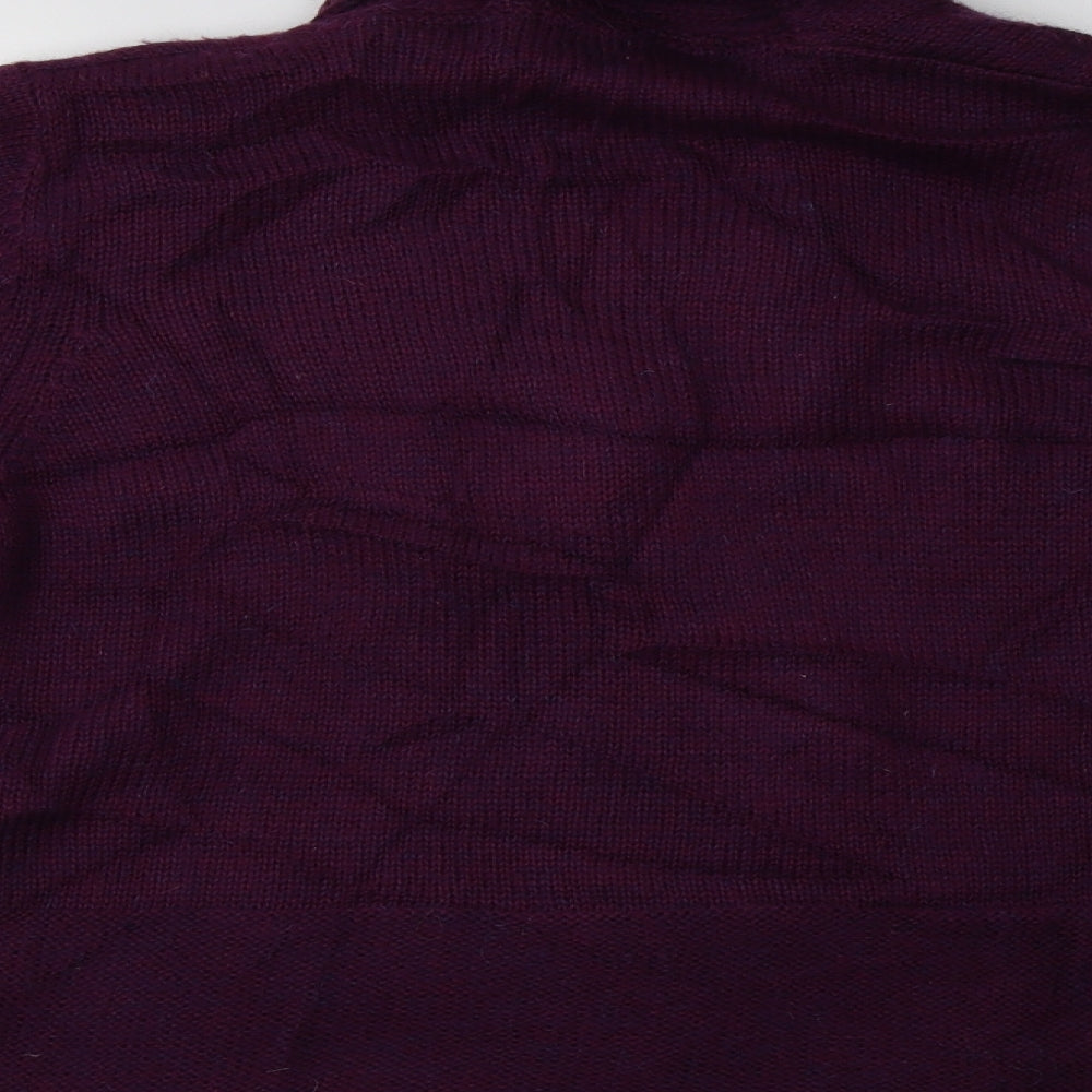 Per Una Womens Purple V-Neck  Acrylic Cardigan Jumper Size L