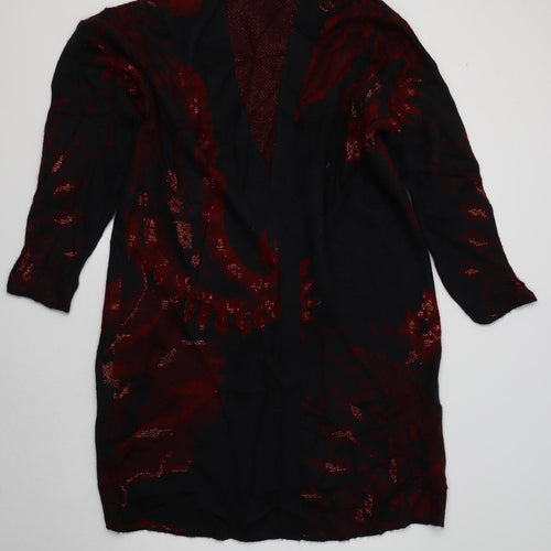 Principles Womens Black V-Neck Floral Acrylic Cardigan Jumper Size 20