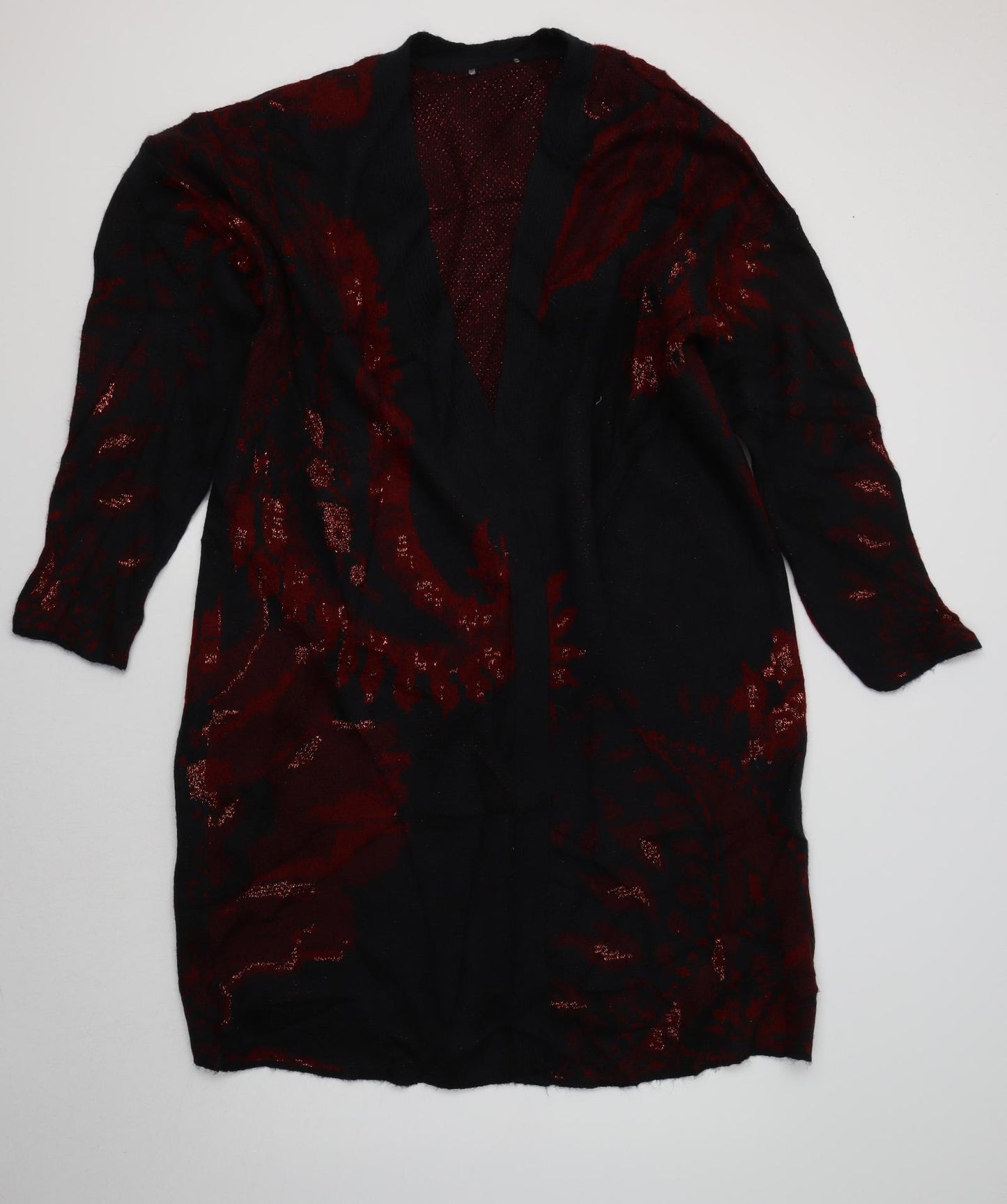 Principles Womens Black V-Neck Floral Acrylic Cardigan Jumper Size 20