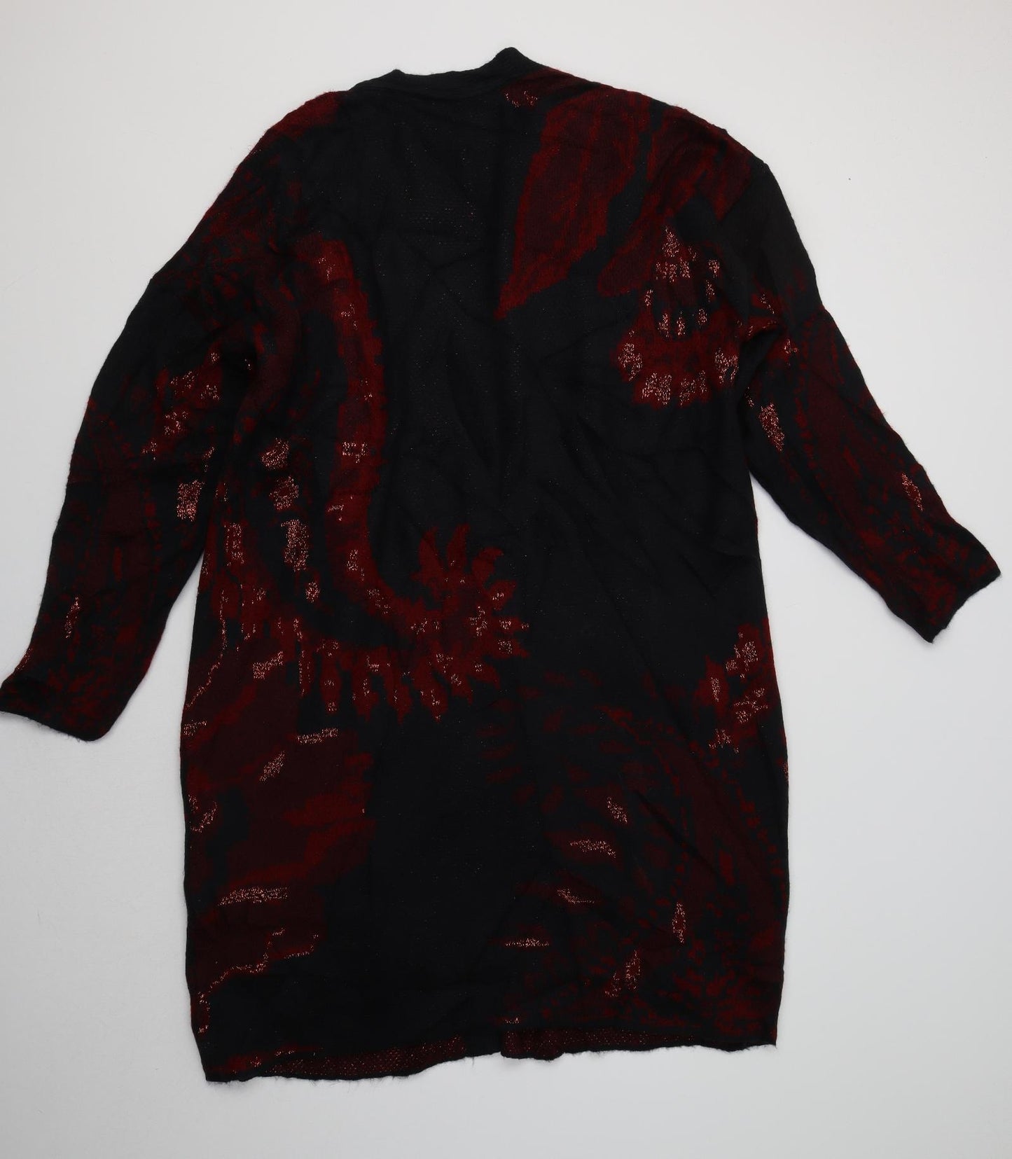 Principles Womens Black V-Neck Floral Acrylic Cardigan Jumper Size 20