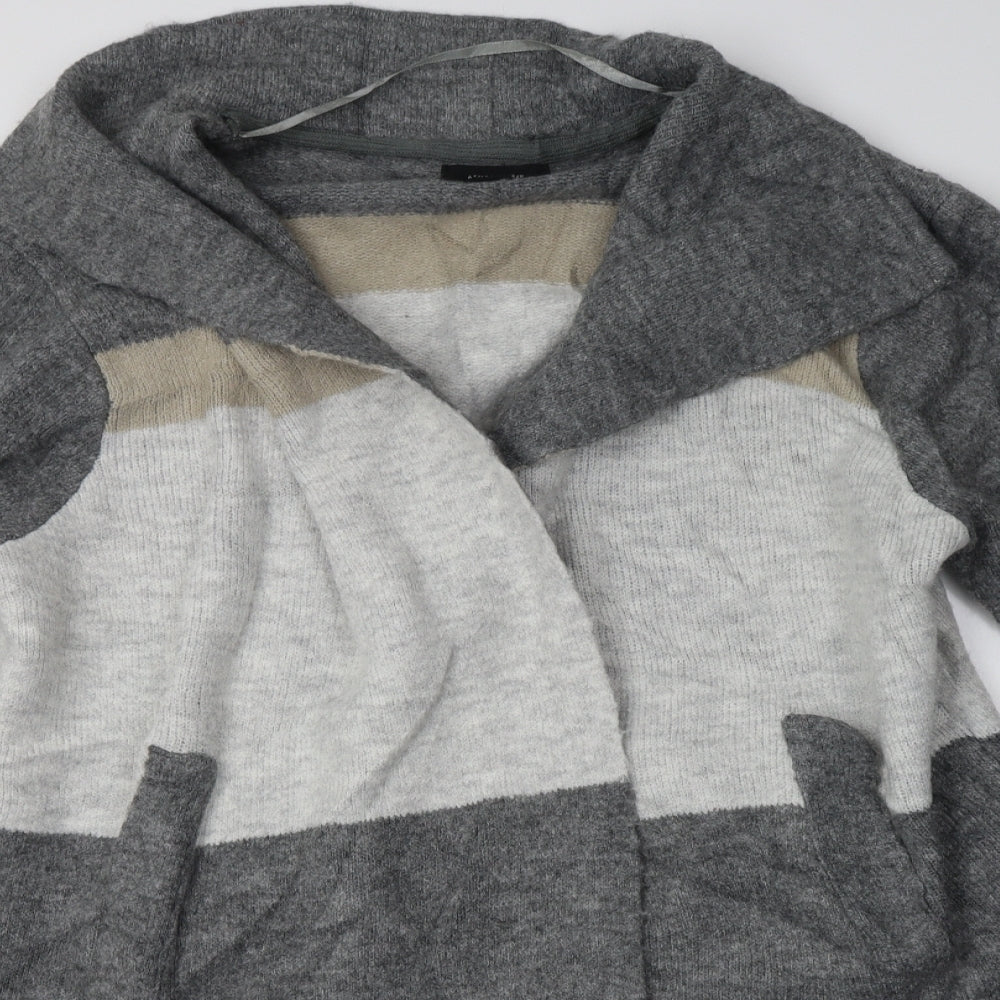 Primark Womens Grey Striped  Overcoat Coatigan Size XL