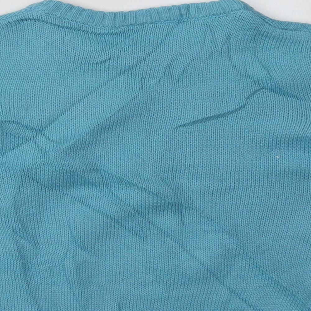 Lily & Dan Girls Blue Crew Neck Fair Isle Acrylic Pullover Jumper Size 5-6 Years   - Polar Bear