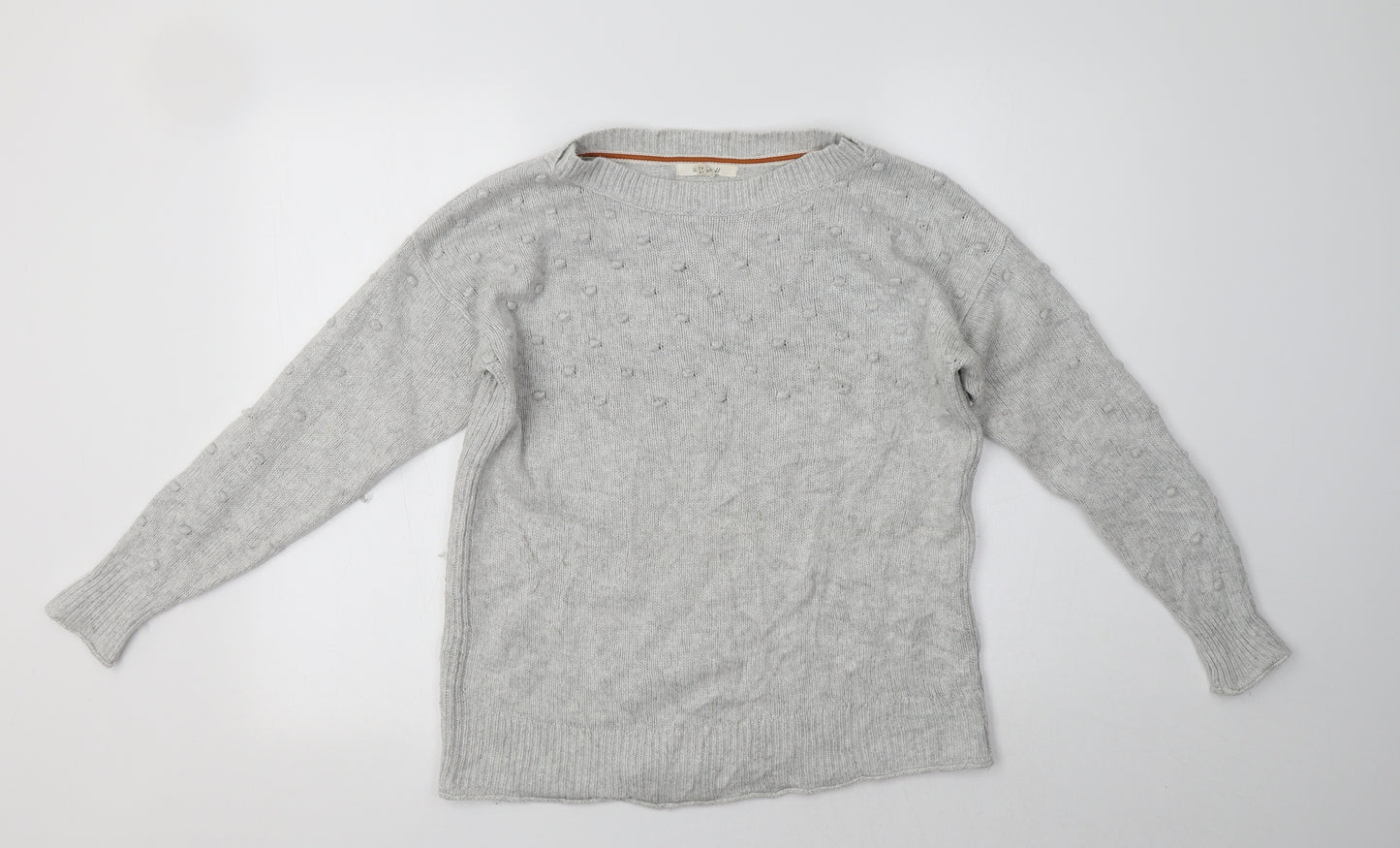 White Stuff Womens Grey Crew Neck  Viscose Pullover Jumper Size 14