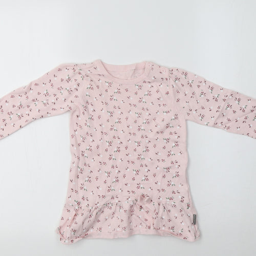 Nutmeg Baby Pink Floral Cotton Pullover Jumper Size 18-24 Months