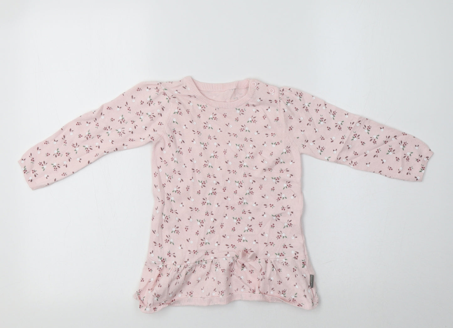 Nutmeg Baby Pink Floral Cotton Pullover Jumper Size 18-24 Months