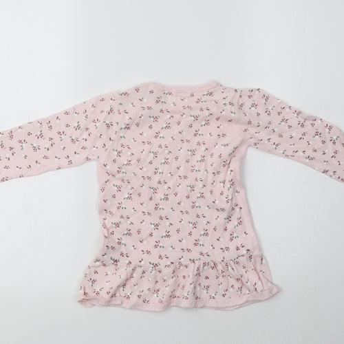 Nutmeg Baby Pink Floral Cotton Pullover Jumper Size 18-24 Months