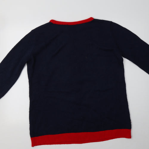 Blooming Marvellous Womens Blue Crew Neck Fair Isle Acrylic Pullover Jumper Size M   - Christmas Jumper