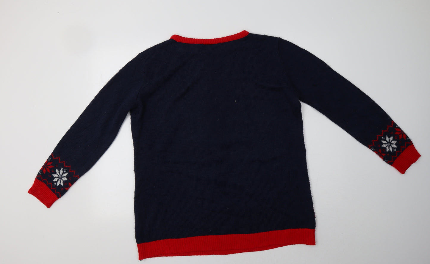 Blooming Marvellous Womens Blue Crew Neck Fair Isle Acrylic Pullover Jumper Size M   - Christmas Jumper