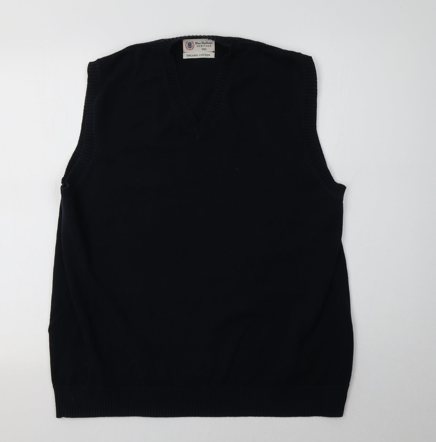M&S Mens Blue V-Neck  Cotton Vest Jumper Size XL