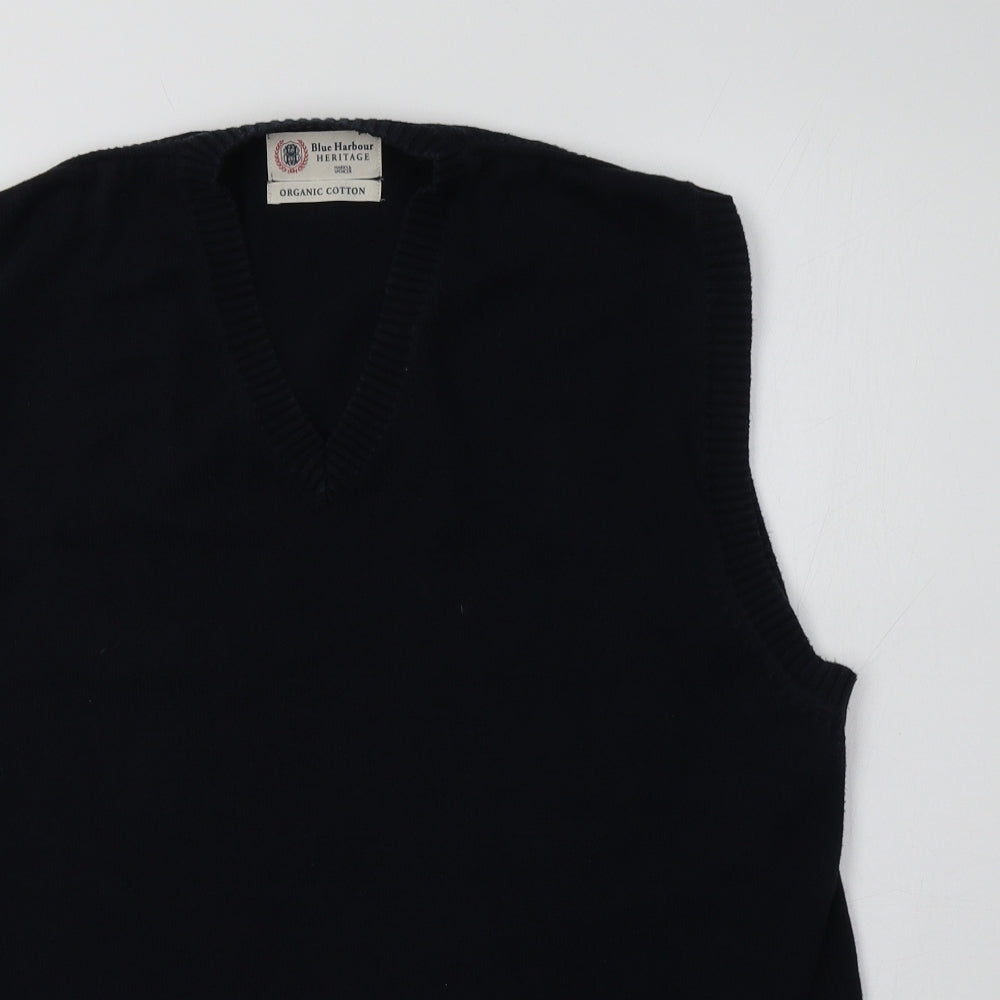 M&S Mens Blue V-Neck  Cotton Vest Jumper Size XL