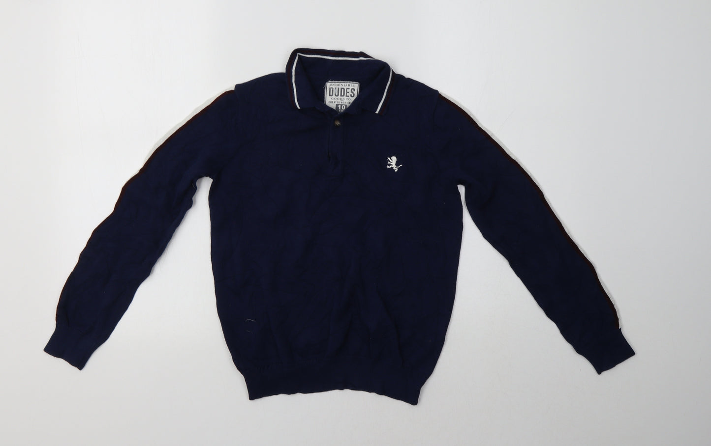 Matalan Boys Blue Collared  Cotton Pullover Jumper Size 10 Years
