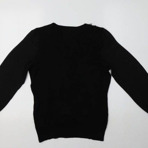 Kaliko Womens Black Round Neck  Viscose Pullover Jumper Size 12