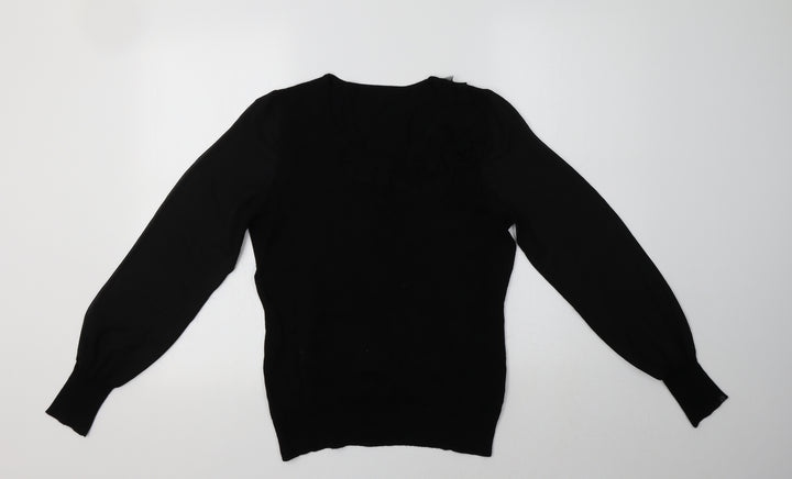 Kaliko Womens Black Round Neck Viscose Pullover Jumper Size 12