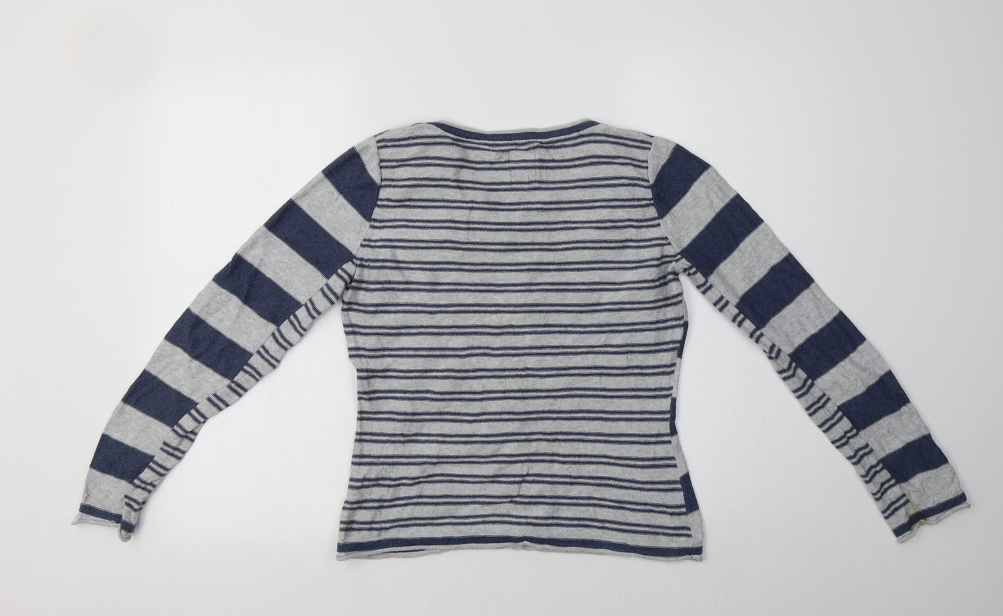 Debenhams Womens Blue Round Neck Striped Cotton Pullover Jumper Size 10