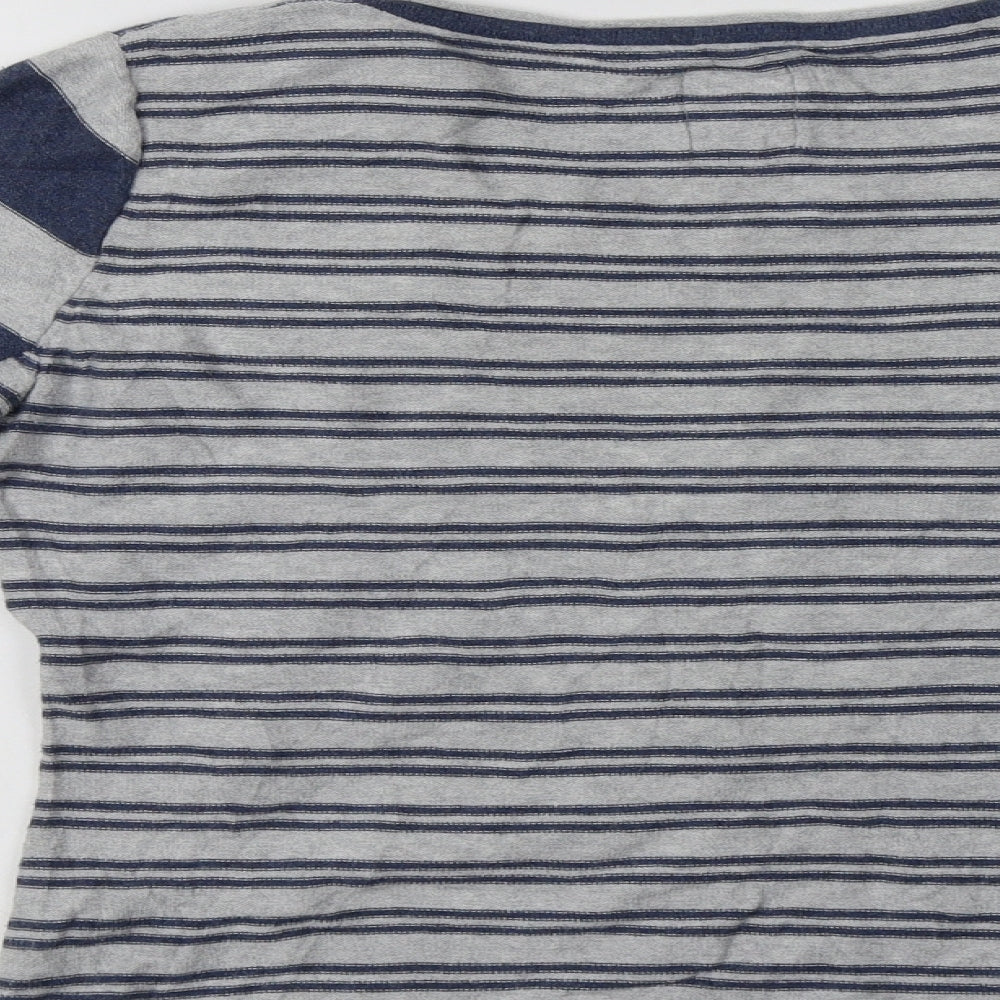 Debenhams Womens Blue Round Neck Striped Cotton Pullover Jumper Size 10