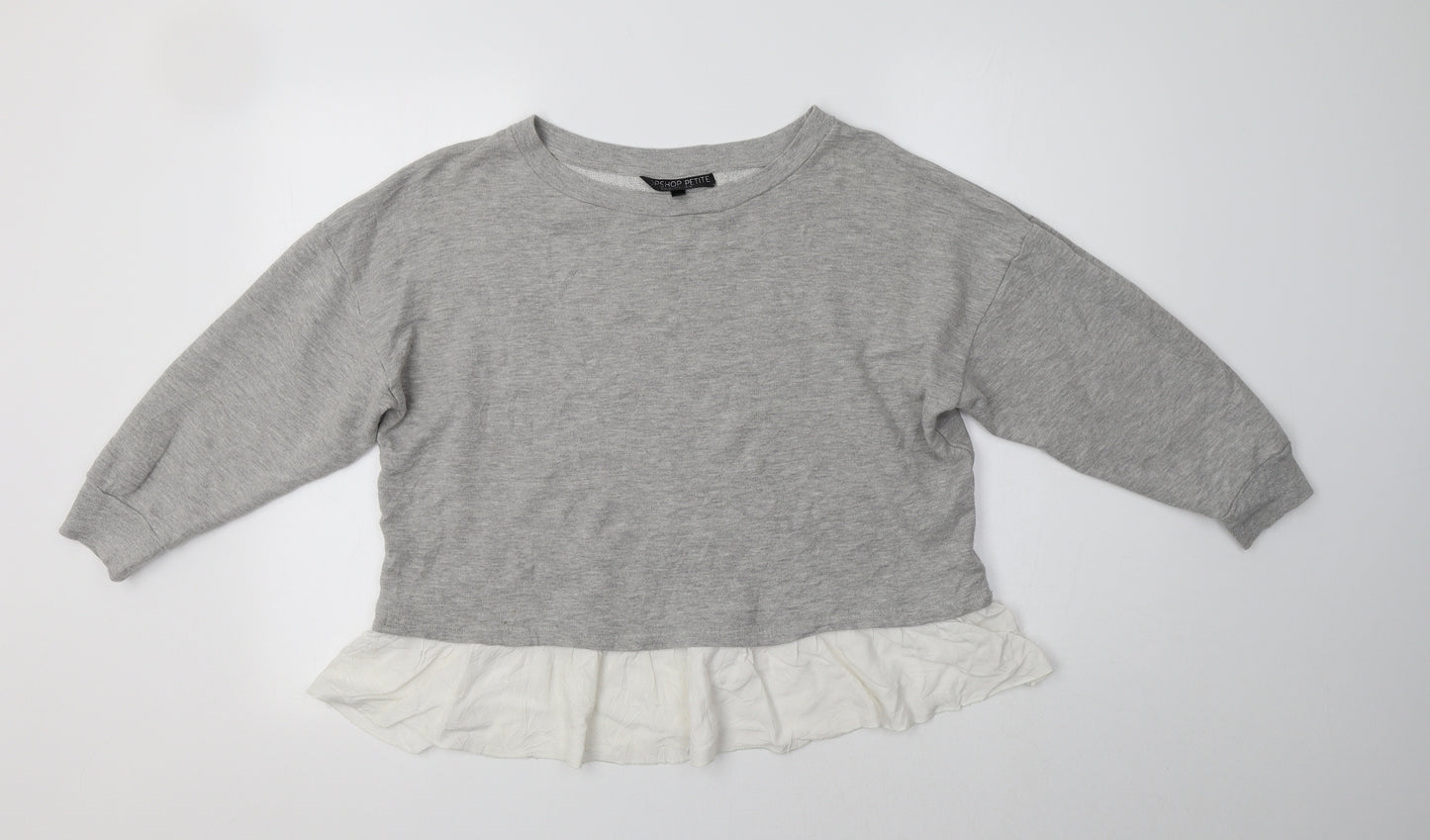 Topshop Womens Grey Crew Neck  Cotton Pullover Jumper Size 10