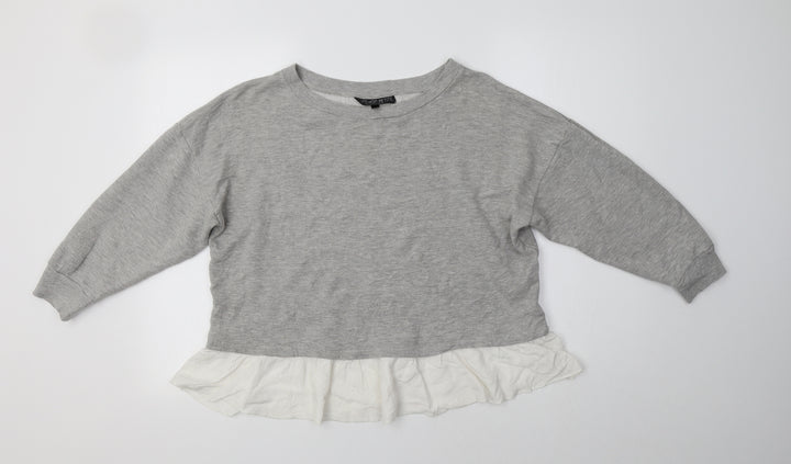 Topshop Womens Grey Crew Neck  Cotton Pullover Jumper Size 10