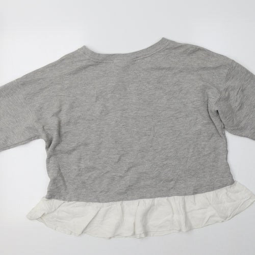 Topshop Womens Grey Crew Neck  Cotton Pullover Jumper Size 10