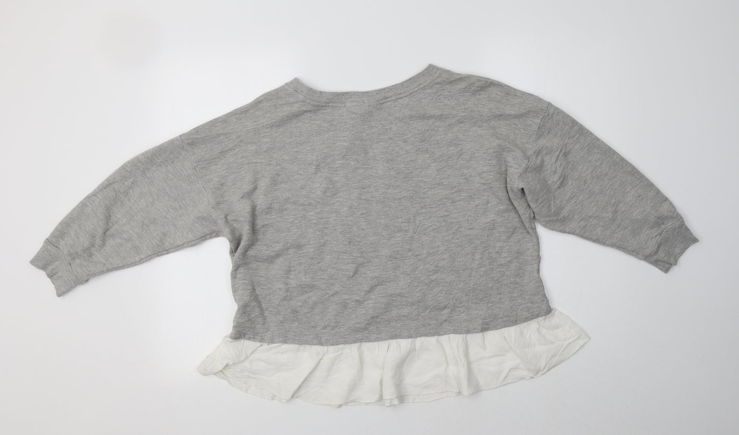 Topshop Womens Grey Crew Neck  Cotton Pullover Jumper Size 10