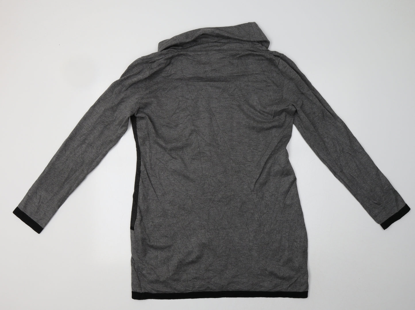 SaoPaulo Womens Grey Roll Neck Geometric Viscose Tunic Jumper Size 20