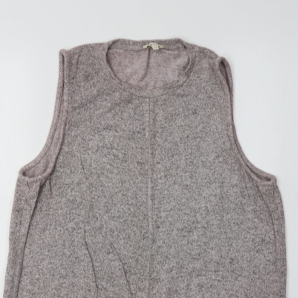 River Island Womens Pink Crew Neck  Viscose Vest Jumper Size 14