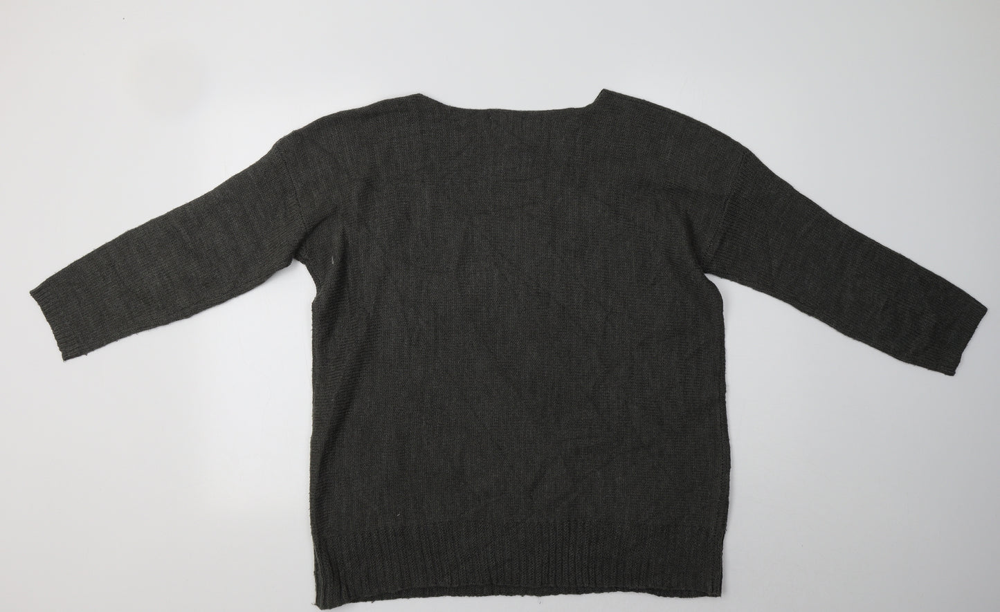 Amichi Womens Grey Round Neck  Acrylic Pullover Jumper Size XL