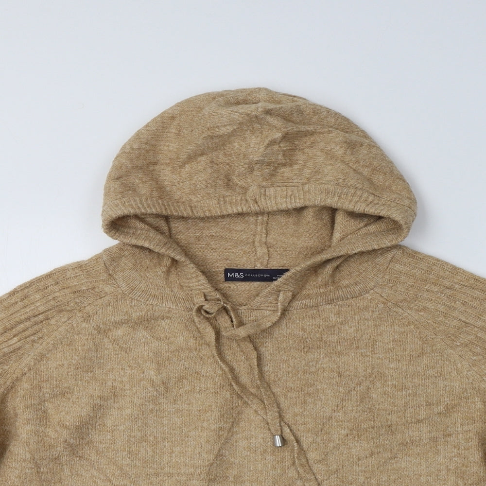 M&S Womens Beige High Neck  Acrylic Pullover Jumper Size L