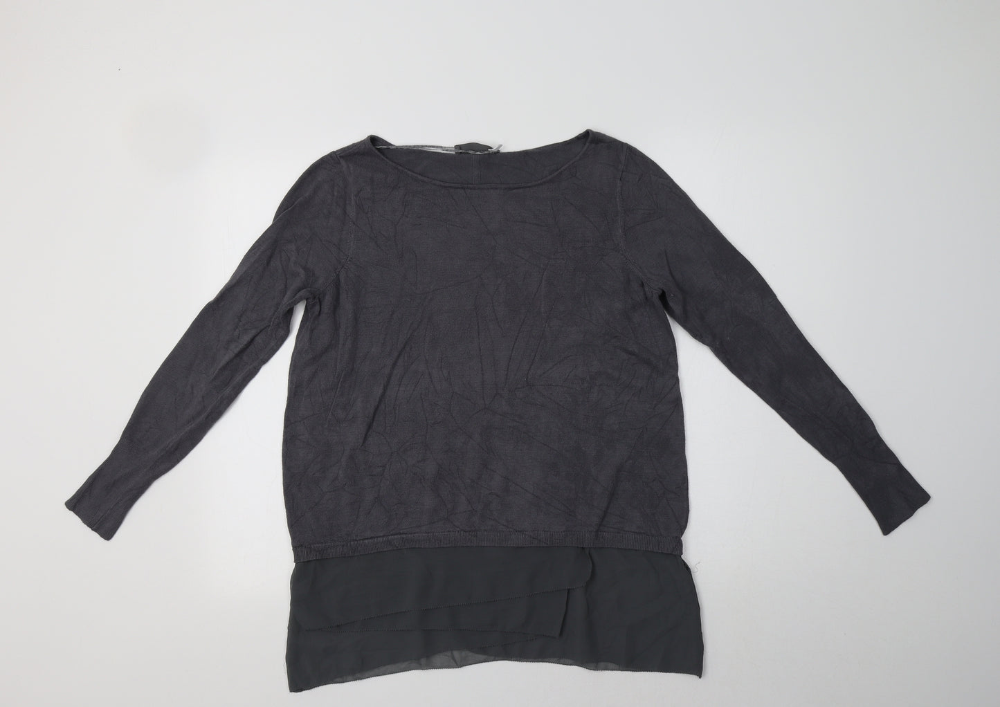 Mint Velvet Womens Grey Boat Neck  Viscose Pullover Jumper Size 14