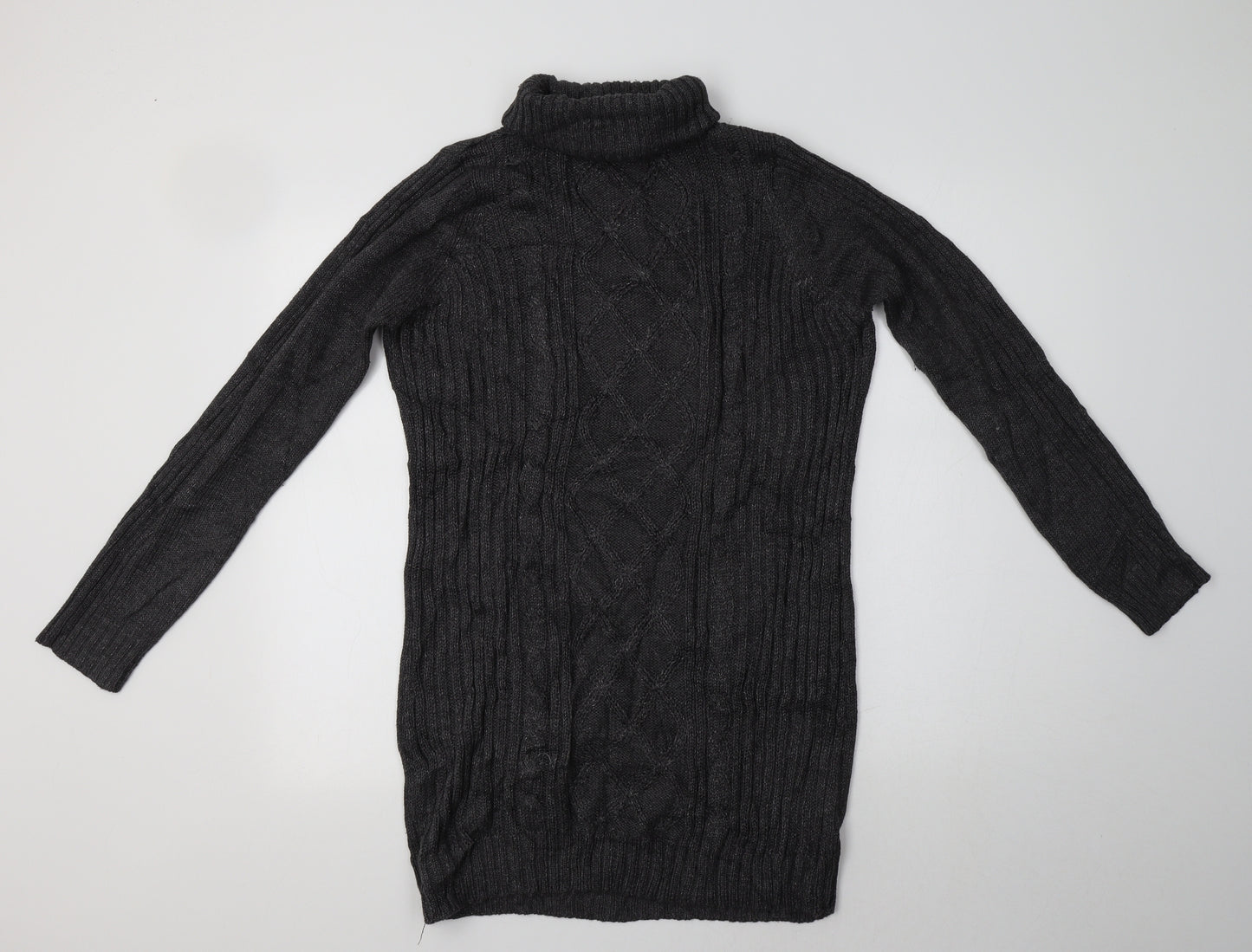 ESMARA Womens Grey  Cotton Jumper Dress  Size 14 Roll Neck