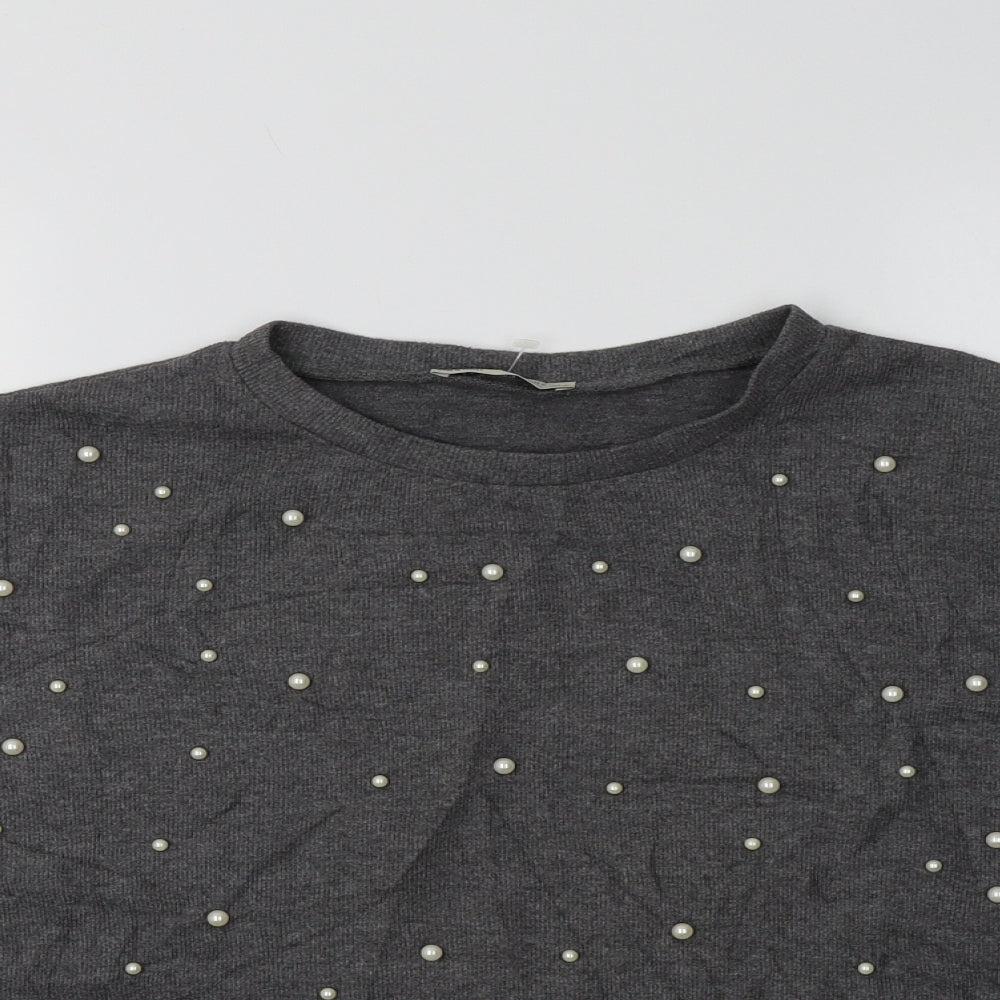 Zara Womens Grey Crew Neck  Polyester Pullover Jumper Size M