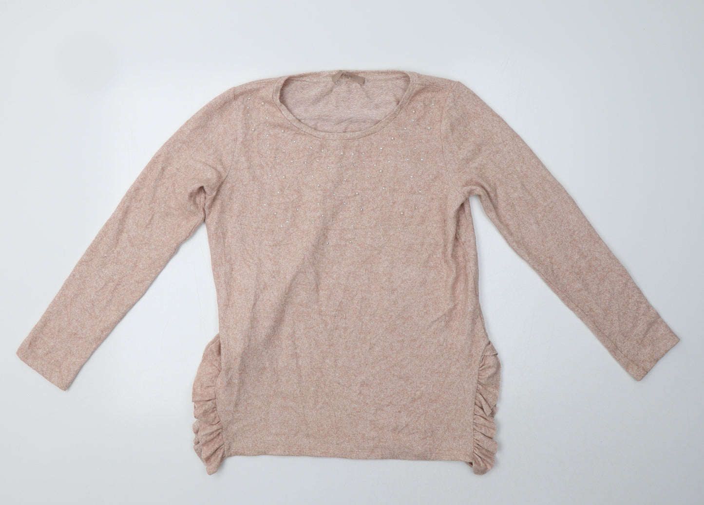 NEXT Womens Pink Crew Neck  Viscose Pullover Jumper Size 10