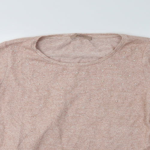 NEXT Womens Pink Crew Neck  Viscose Pullover Jumper Size 10