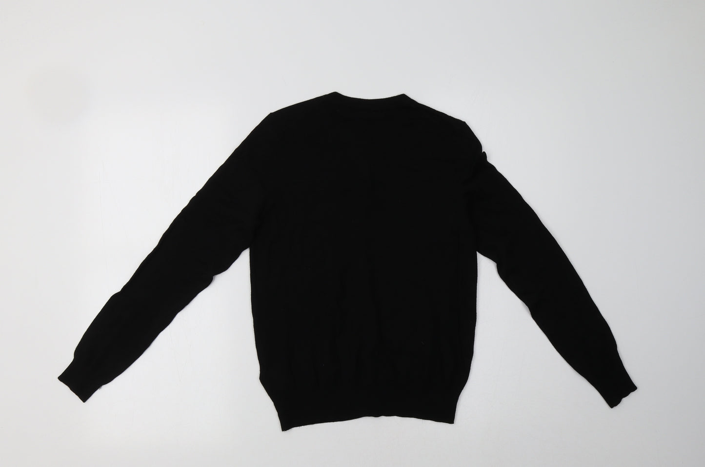 M&S Womens Black Crew Neck  Viscose Cardigan Jumper Size 8
