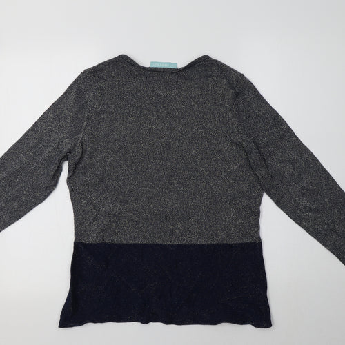 Avenue Womens Blue Crew Neck  Cotton Pullover Jumper Size M