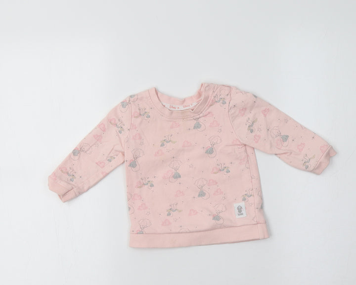 George Baby Pink Geometric Cotton Pullover Jumper Size 9-12 Months