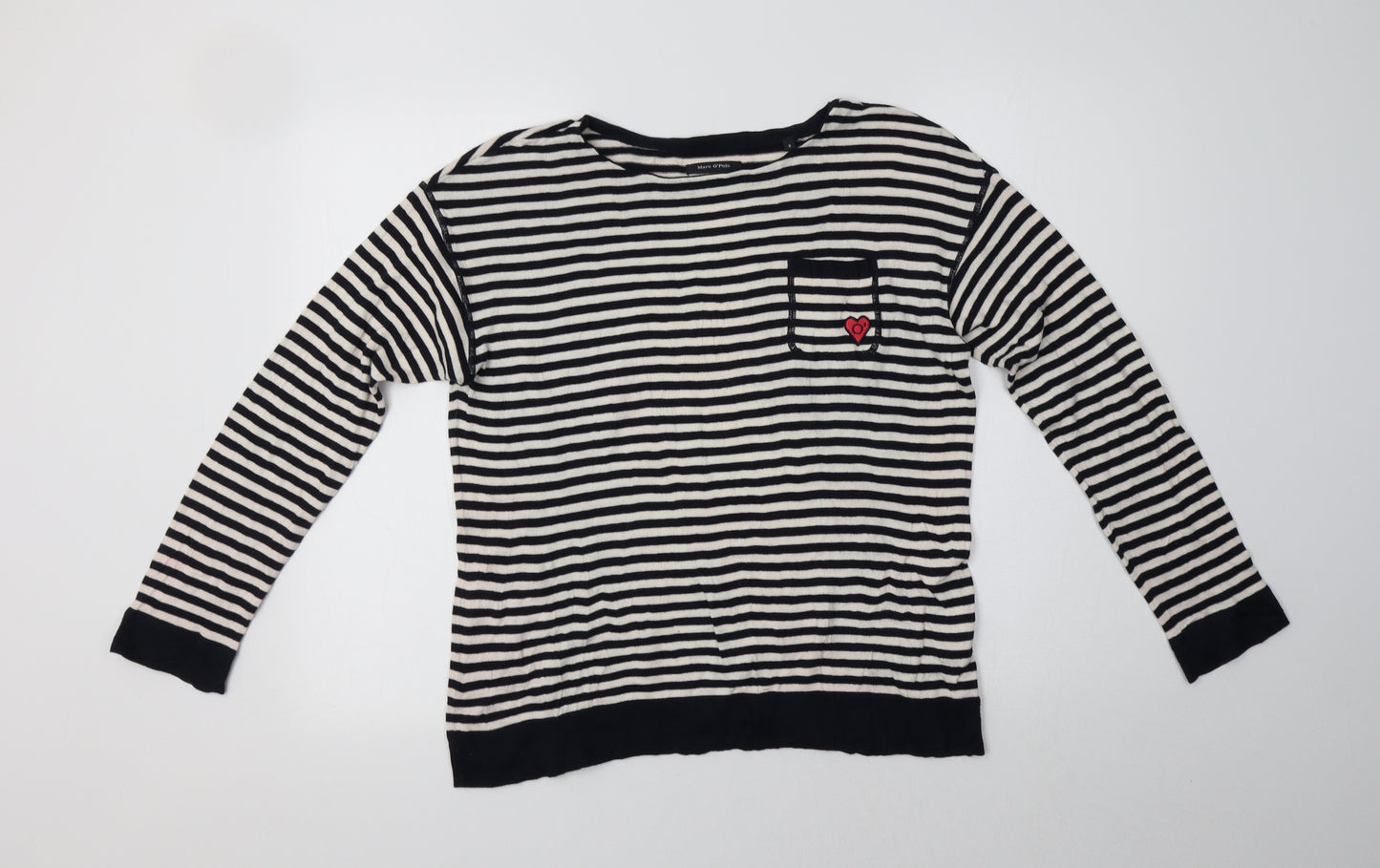 Marc O'Polo Womens Blue Boat Neck Striped Cotton Pullover Jumper Size M