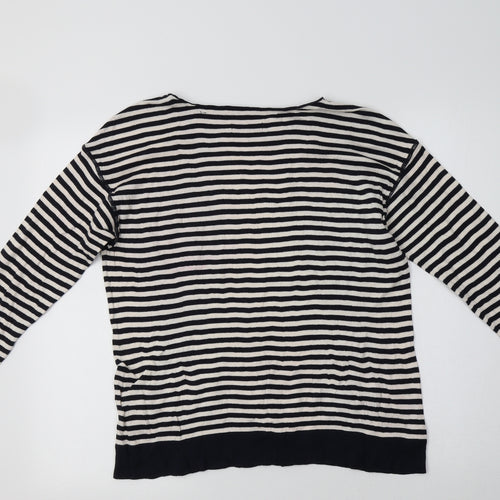 Marc O'Polo Womens Blue Boat Neck Striped Cotton Pullover Jumper Size M