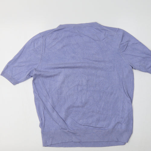 M&S Womens Blue Crew Neck  Viscose Pullover Jumper Size 12