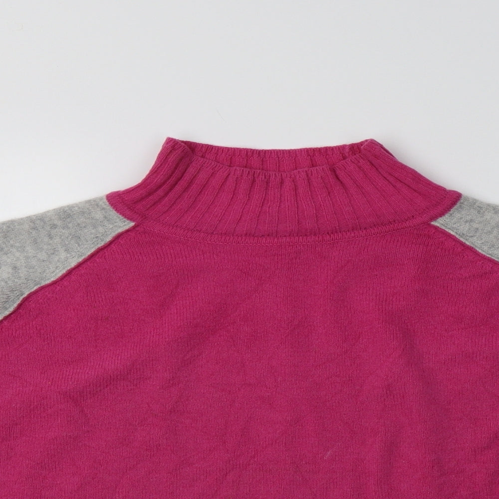 Mint Velvet Womens Multicoloured Mock Neck Geometric Wool Pullover Jumper Size L