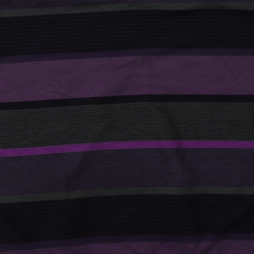 Tony Montana Mens Purple Crew Neck Striped Cotton Pullover Jumper Size L