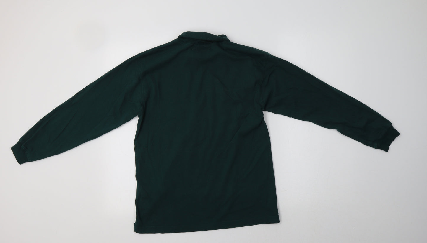 Tulchan Womens Green  Cotton Basic Blouse Size S Roll Neck