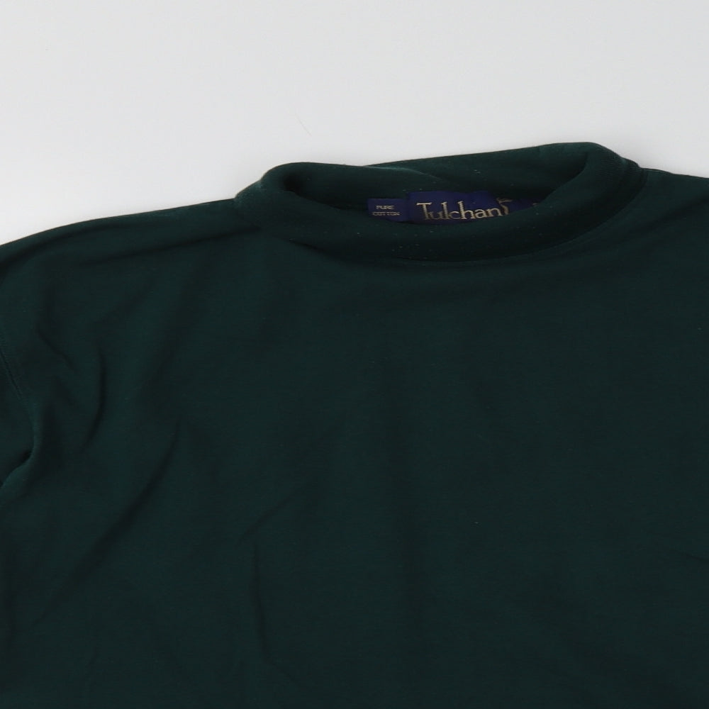 Tulchan Womens Green  Cotton Basic Blouse Size S Roll Neck
