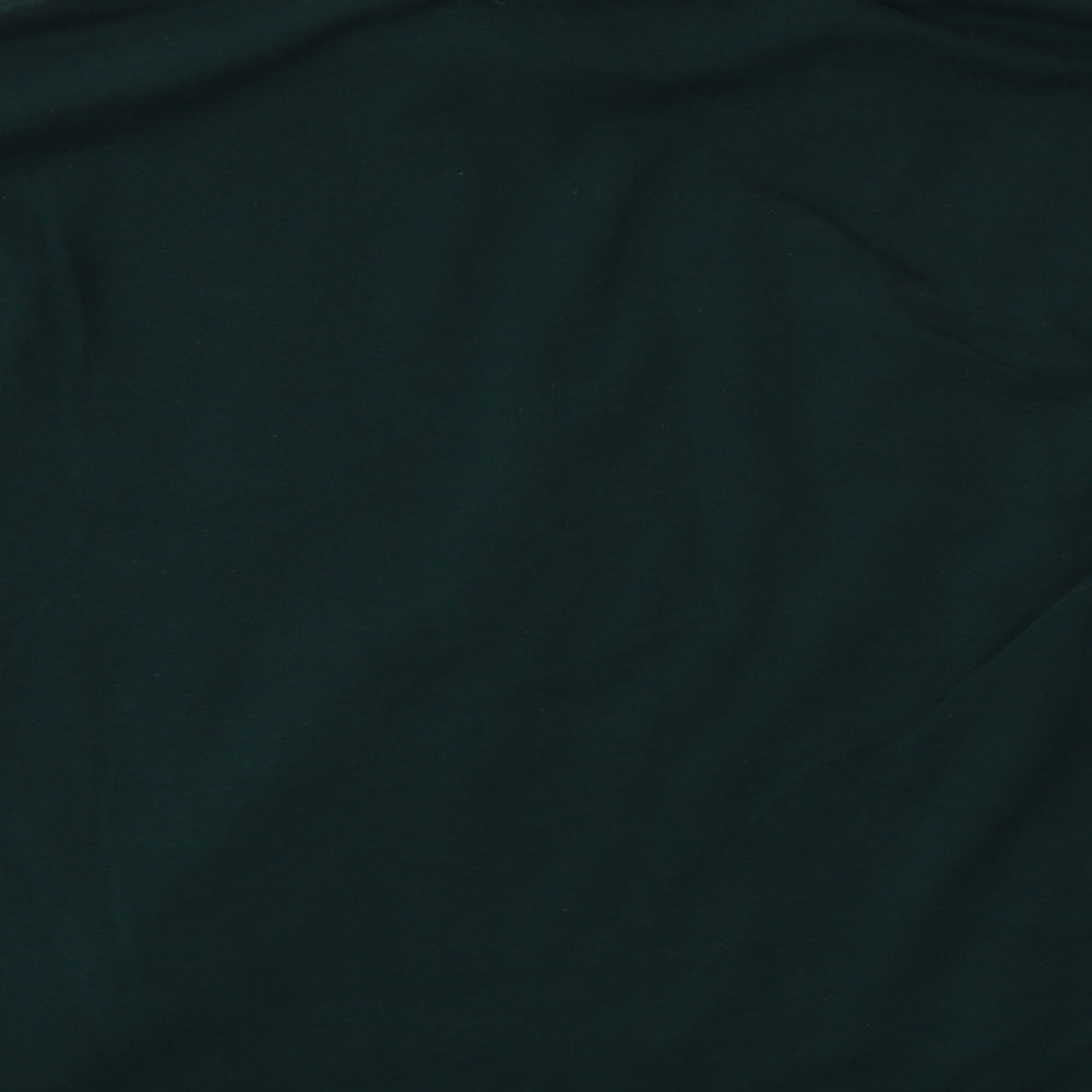 Tulchan Womens Green  Cotton Basic Blouse Size S Roll Neck