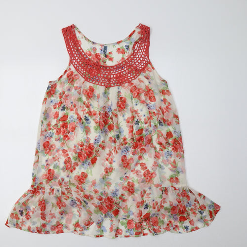 E-vie Womens Multicoloured Floral Polyester Tunic Tank Size 12 Scoop Neck