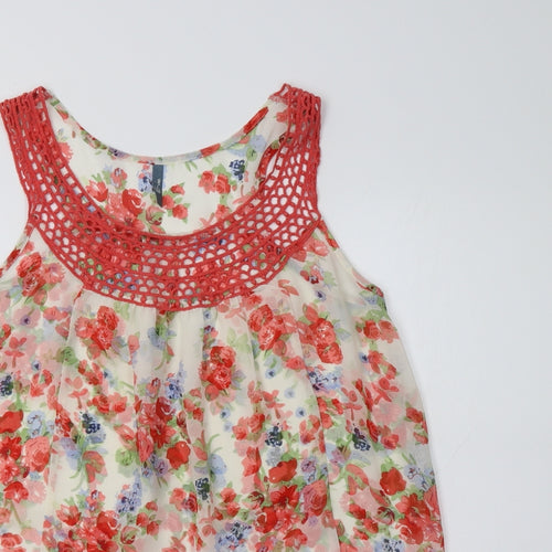 E-vie Womens Multicoloured Floral Polyester Tunic Tank Size 12 Scoop Neck