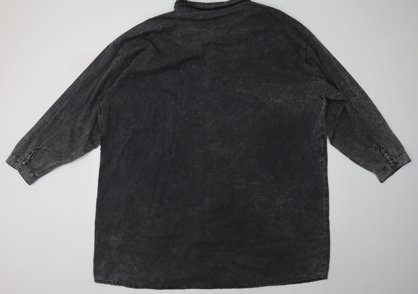 PRETTYLITTLETHING Womens Grey  Cotton Tunic Button-Up Size 22 Collared