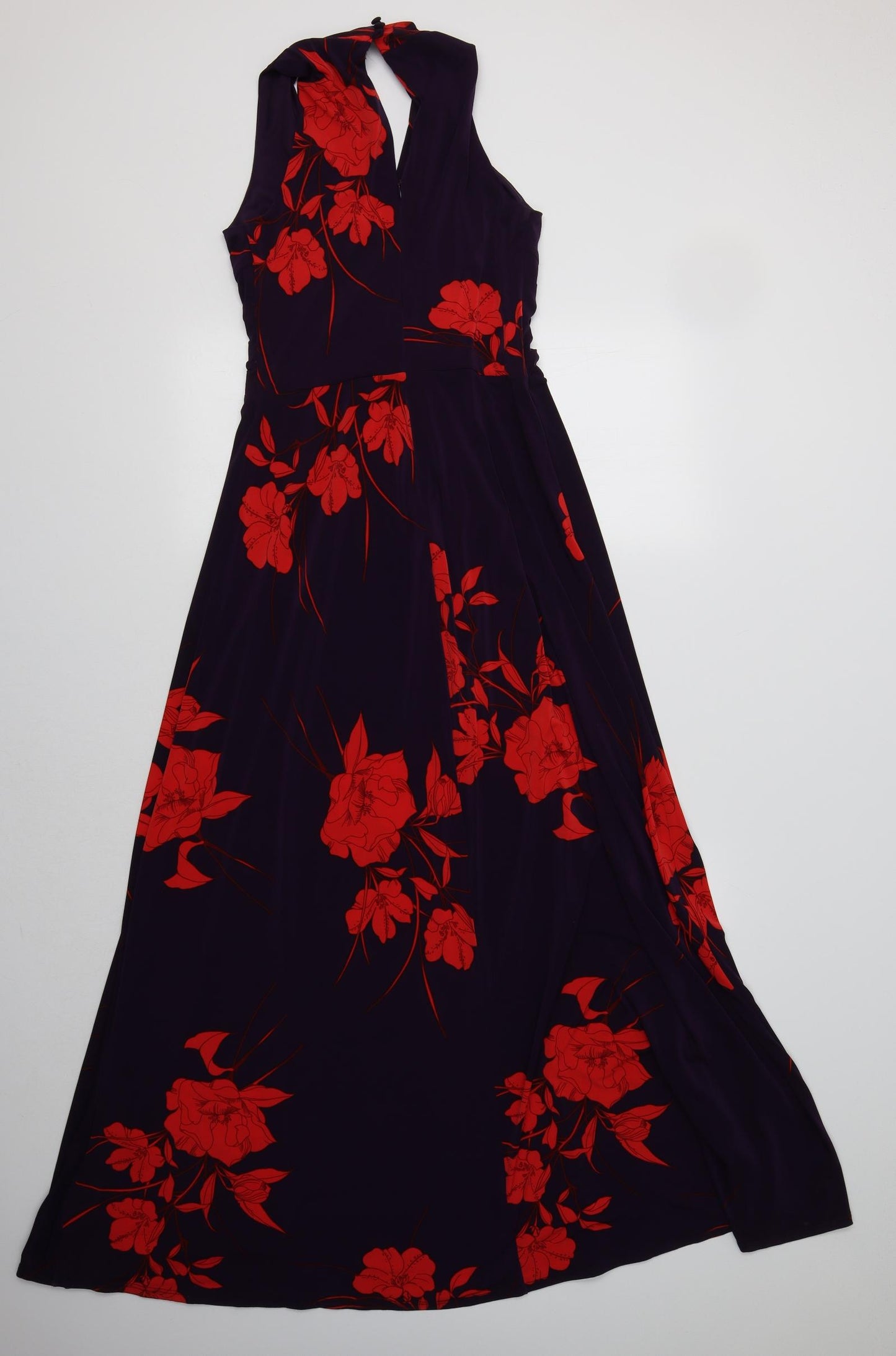 Phase Eight Womens Purple Floral Polyester Maxi  Size 12 V-Neck