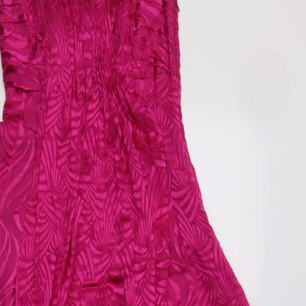 Monsoon Womens Pink Geometric Silk A-Line  Size 8 Sweetheart