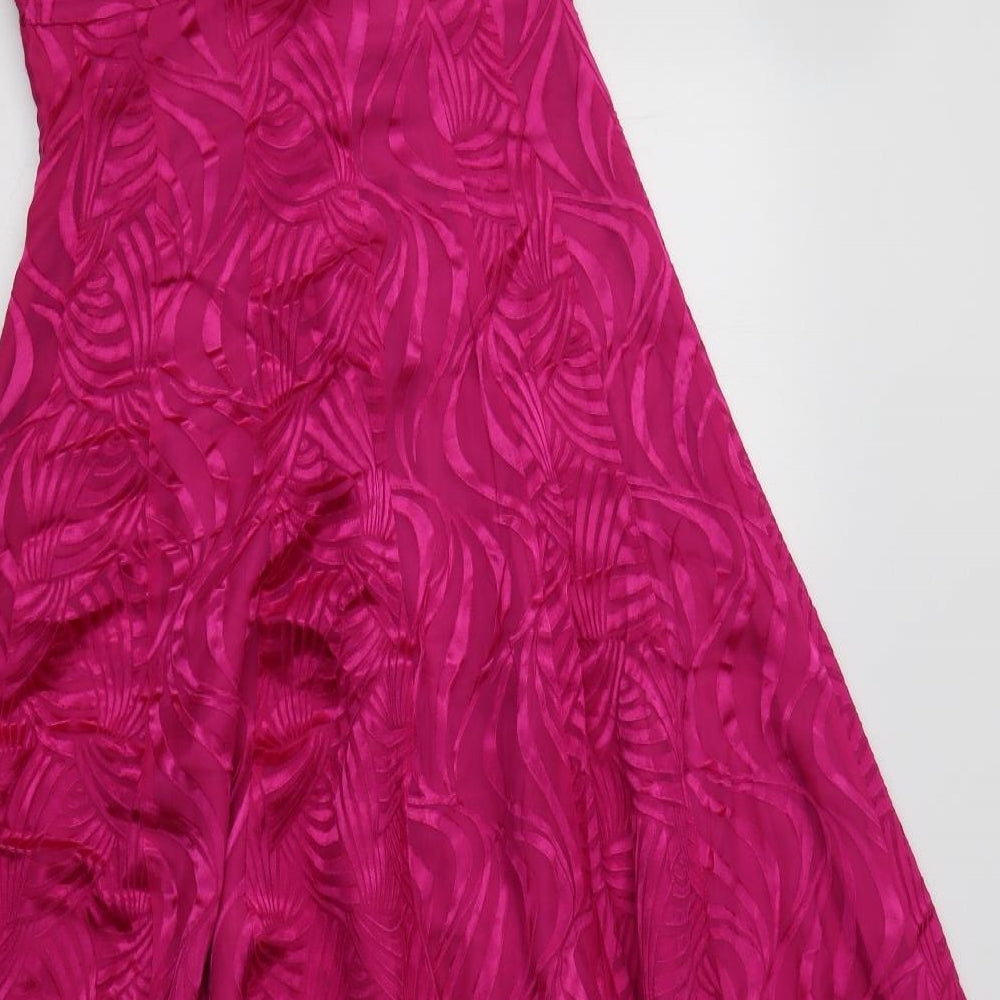 Monsoon Womens Pink Geometric Silk A-Line  Size 8 Sweetheart