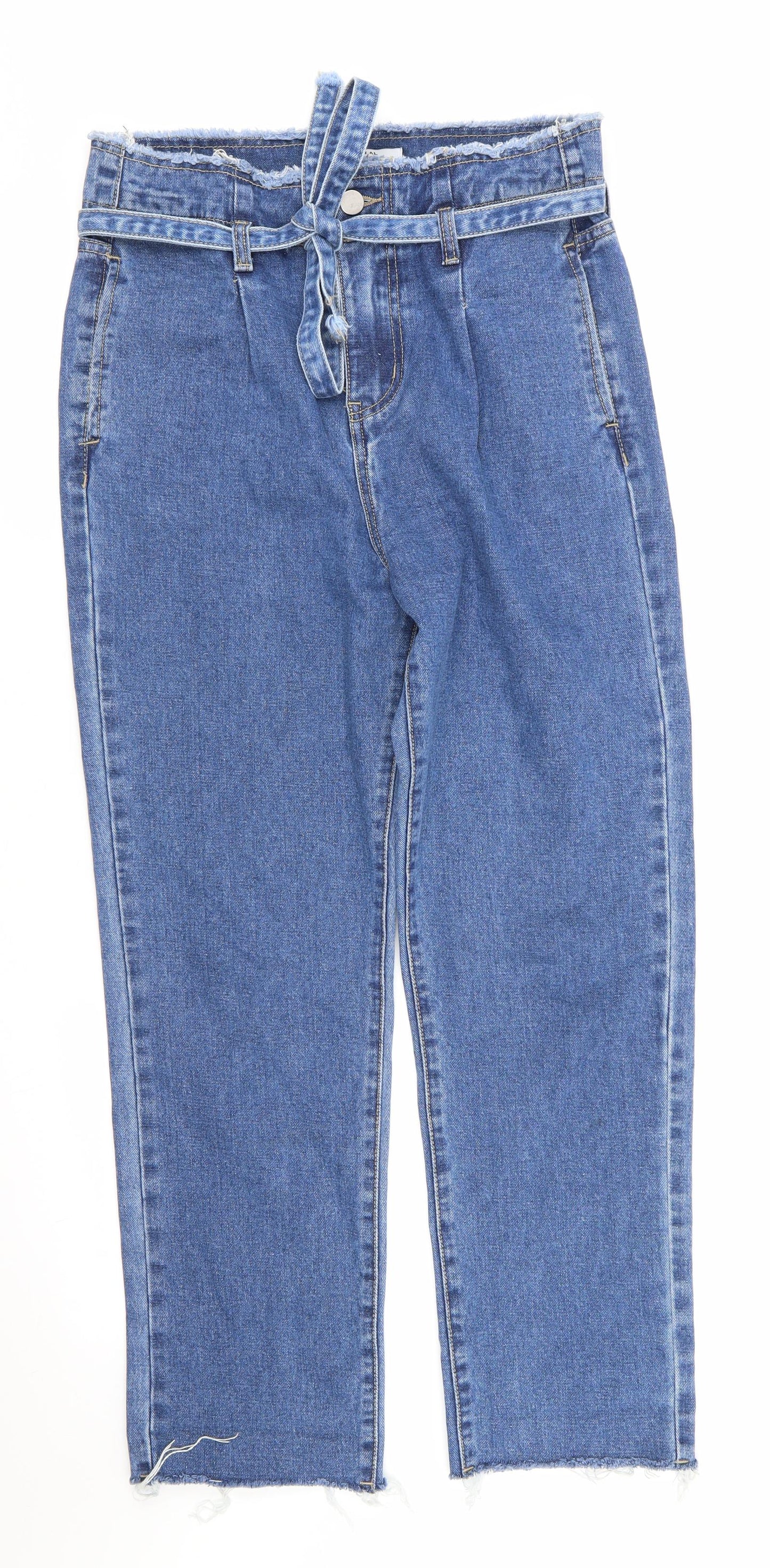 Redial Womens Blue  Cotton Straight Jeans Size 10 L26.5 in Regular  - Freyed Waistband & Hems